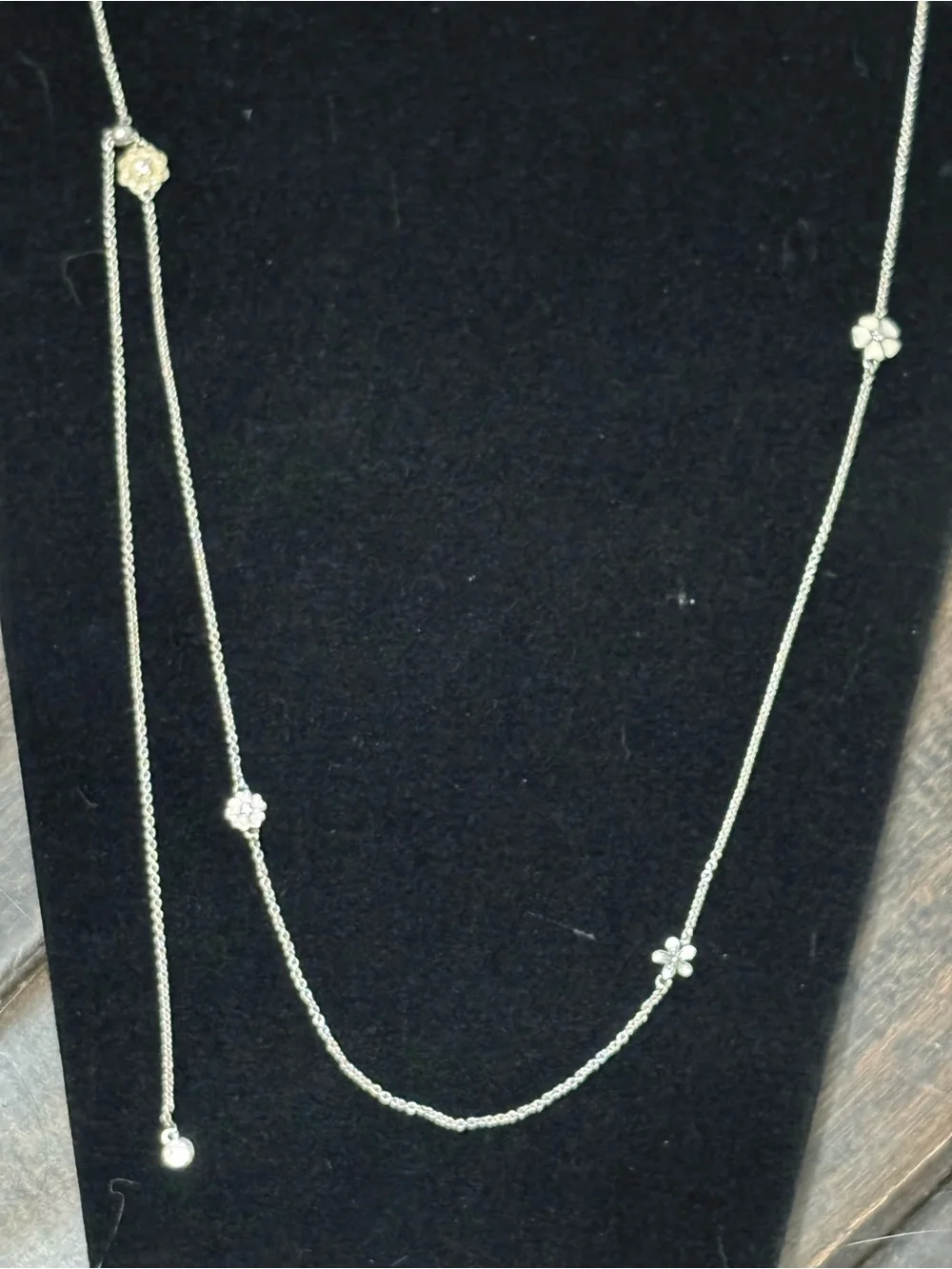 Pandora Sterling 925 Silver Poetic Blooms Bolo Necklace 590518ENMX-.22